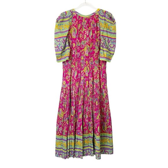NEW Current Air Lindsey Bohemian Maxi Dress Womens Size XXL Pink Puff Sleeve - Picture 2 of 10